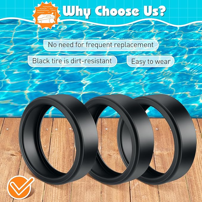 3 Pcs Pool Cleaner All Purpose Tire Replacement Part Compatible with Polaris Black Max, 3900 Sport, 480, and P39 Replacement Tire for Pool Cleaner