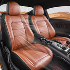 Seat Cover for Ford Mustang Coupe 2015-2026 Custom Fit Faux Leather Car Seat Covers for Mustang Coupe Fastback GT/V6/EcoBoost Full Set-(M-Brown)