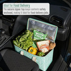 VENO 2 Pack Insulated Cooler Bag, Reusable Grocery Shopping Bag for Food Delivery, Heavy Duty, Large Size, Durable Handles, Double Zippers, Lid, Collapsible (Evergreen, 2 Pack)
