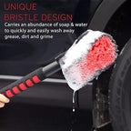 TAKAVU 17.5" Wheel Tire Body Brush Soft Bristle - Gentle Car Wash Brush Long Handle for Safe Tire Sidewall & Wheel Cleaning - Scratch - Free Automotive Tool