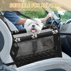 PetsHome Dog Car Seat Foldable Dog Car Booster Seat Waterproof Breathable Oxford Travel Bag for Small to Medium Dogs, Puppies, and Pets-Footprint Black+Mat