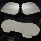 3 PCS Linen Car Seat Covers with Storage Pocket, Back Seat Covers Protectors with Non-Slip, Breathable Bench Seat Covers Universal Fit for SUVs, Cars, Trucks (Beige)