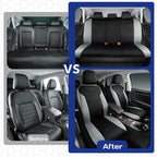 Skechers Memory Foam Seat Covers,Leather Car Seat Covers, Ultimate Comfort & Support Front Seat Covers Airbag Compatible, Automotive Universal Fit Most for SUVs, Vans, Sedans, Cars, Trucks,Gray