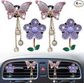 Bling Butterfly Daisy Air Vent Clips, 4 Pcs Butterfly Flower Car Air Fresheners, Cute Car Interior Decor