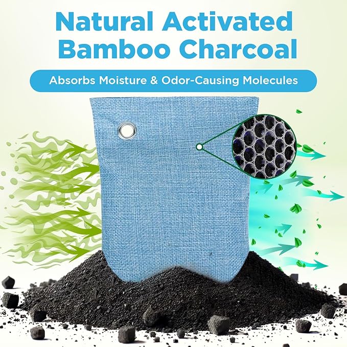 Closet & Dresser Odor Eliminator - Activated Charcoal Odor Absorber for Small Spaces, Air Fresheners for Home, Natural, Non-Toxic Air Freshener for Closet & Drawers - 4 Pack