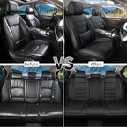 Car Seat Covers Full Set Custom Fit for Saturn Aura 2006-2009,Premium Faux Leather with Lumbar Support, Breathable, Anti-Slip & Soft Touch(Black,Fullset)
