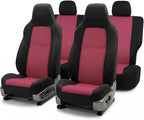 FH Group Full Set Car Seat Covers Classic Cloth Universal Fit Burgundy Seat Covers,Washable High Back Combo Small Car Seat Cover Design Front Seat Covers Automotive Seat Cover for SUV, Sedan, Vans