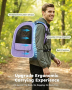 Pecute Cat Backpack Carrier Expandable, Pet Backpack for Cats & Small Dogs Up to 11lbs, with 4-Side Breathable Mesh, Multi-Entry & Lockable Zippers for Travel, Hiking, Camping - Hands Free, Purple