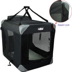 EliteField 3-Door Folding Soft Dog Crate with Carrying Bag and Fleece Bed (2 Year Warranty), Indoor & Outdoor Pet Home (36" L x 24" W x 28" H, Black)