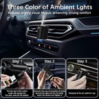 Smart Car Air Freshener, Car Air Freshener Diffuser with 3 Adjustable Light Modes, Rechargeable Aromatizante para Carro with 8pcs Essential Oil, Long-Lasting, Black