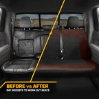 Cat MeshFlex Brown & Black Rear Seat Cover for Car – Durable Canvas & Mesh Design 60/40 Split Bench Protector for Cars, Trucks & SUVs – Back Seat Cover for Rear Bench – Interior Car Accessory