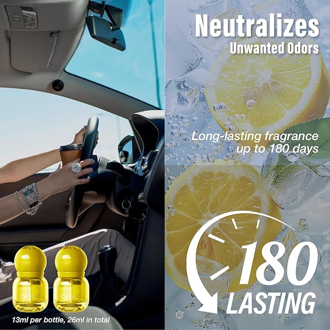 Cute Car Air Freshener 2 Pack, Lightbulb-Shaped Car Fresheners, Automotive Vent Clip, Long Lasting Scent, Essential Oils, Cute Car Accessories for Women, Lemon Scent