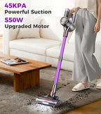 Cordless Vacuum Cleaner, 550W 45Kpa Vacuum Cleaners for Home, 60Mins Cordless Stick Vacuum with LED Display, Self-Standing & Anti-Tangle, 8-in-1 Wireless Vacuum for Carpet Pet Hair Hardfloor