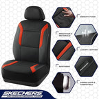 Skechers Memory Foam Leather Car Seat Covers, Air Cool Mesh Thick Seat Covers, Car Seat Covers Front Seats, Airbag Compatible, Automotive Comfort for Most Cars, Vans, Trucks, SUV,Orange
