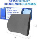 Lumbar Support Pillow for Car, Lower Back Support for Driving Seat Memory Foam Lumbar Pillow for Office Chair - Back Pain Relief for Car Seat, Wheelchair (Dark Gray)