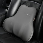 Coverado Lumbar Support Pillow for Car Seat Driver, Leather Car Seat Cushions for Driving Back Pain, Detachable Memory Foam Upper Lower Car Back Support Gray