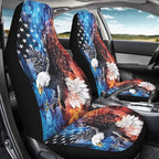 KEIAHUAN American Flag Bald Eagle Car Seat Covers Full Set Auto Front Seat Cushion Rear Split Bench Seat Pads Breathable & Washable Fit Most Cars, Trucks, SUV or Vans