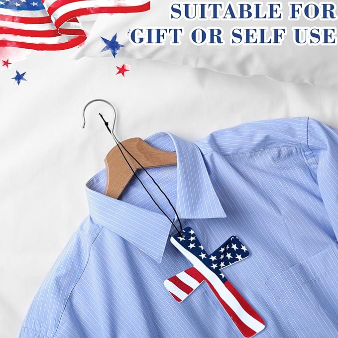 12 Pcs Christian Gift Bulk Cross Air Fresheners Religious Hanging Cross Air Freshener for Car Closet Drawer Books Decor Jesus Christian USA Flag Ornament Accessories Gifts for Men Church Faith