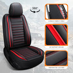 Leather Car Seat Covers Full Set, Universal Faux Leather Car Seat Covers 5 Seats, Automotive Seat Covers for Most Sedans SUVs Trucks, Front and Rear Seat Covers,Wine Red