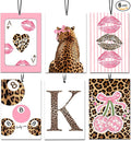 6PCS Leopard Initial K Car Air Freshener,Personalized Letter Car Accessories,Initial Gifts for Women and Men New Driver Auto Decor Rearview Mirror Hanging,Aromatherapy for Cars Interior or Locker