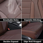 Coverado Car Seat Covers Full Set, Nappa Leather Seat Covers for Cars, Car Seat Protector Car Seat Cushion, Front and Back Seat Protectors Cushions Universal Fit for Most Cars Vehicles(Brown)