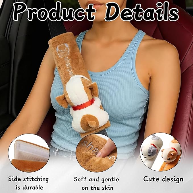 2-Pack Ultra-Soft Seat Belt Pads | Universal Comfort & Protection for People & Pets，Soft and Comfort