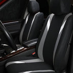 FH Group Car Seat Covers Premium Modernistic Flat Cloth Car Seat Covers Front Seats Only Gray Black, Airbag Compatible Universal Fit Interior Accessories Cars Trucks SUV Car Accessories Protector