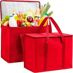 Carrywell (Not Made In China) Insulated Reusable Grocery Bags, Catering and Delivery Bag For Hot and Cold Food, Collapsible Thermal Tote For Doordash