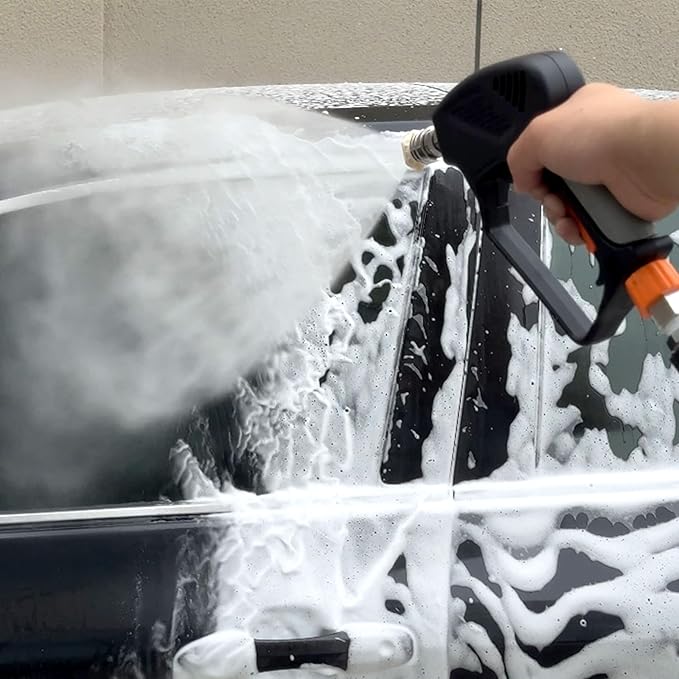 PWACCS Pressure Washer Gun with Foam Cannon, Short Pressure Washer Gun with Swivel, Foam Cannon for Car Wash Gun Kit with 1/4" Quick Connector, 5 Power Washer Nozzle Tips, 1.5 Liter, 5000 PSI
