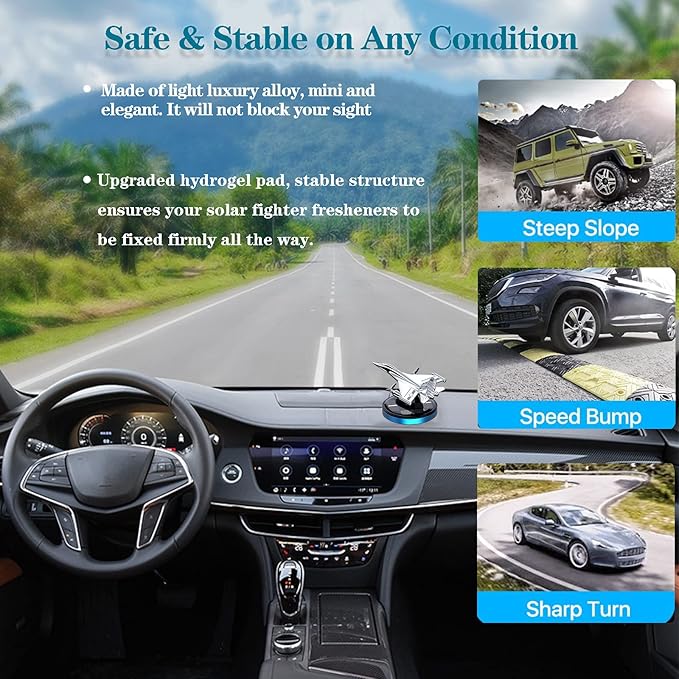 [ Military-Grade Fighter] Car Air Freshener, Alloy Solar Rotating Car Essential Oil Diffuser with Cologne Natural Plant Essential oil, Car Aromatherapy Decorations (Blue Base)