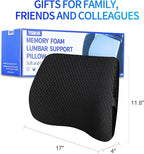 Lumbar Support Pillow for Car & Office Chair - High-Density Memory Foam for Sciatica & Lower Back Pain Relief - Non-Slip Back Support Cushion for Long Commutes & Desk Workers (3D Mesh Black)