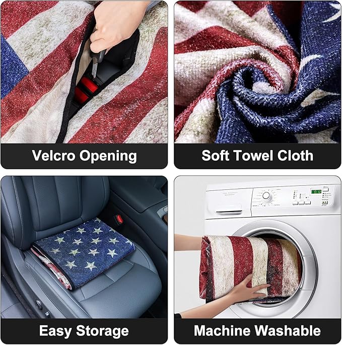Back Seat Cover for Car Trucks Van SUV, Waterproof Rear Bench Towel Seat Covers for Dogs and Kids, Non-Slip Automotive Backseat Protector, Machine Washable (Bench Flag)