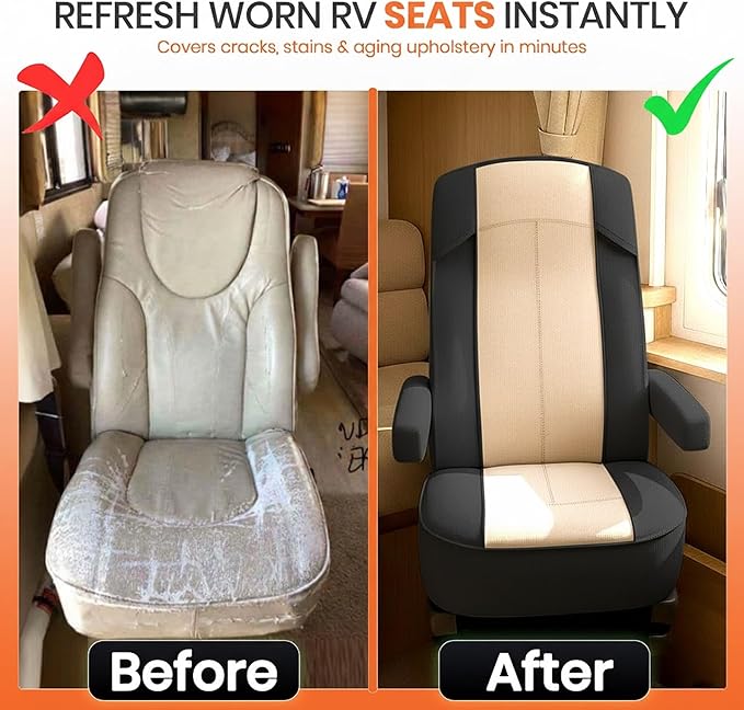VALUN RV Seat Covers (1 Pack) – Captains Chair Seat Covers for RV Captain Chair & Motorhome Chairs, Universal Fit RV Chair Covers for Camper, Trailer, Van, Protects Against Dirt, Spills & Wear