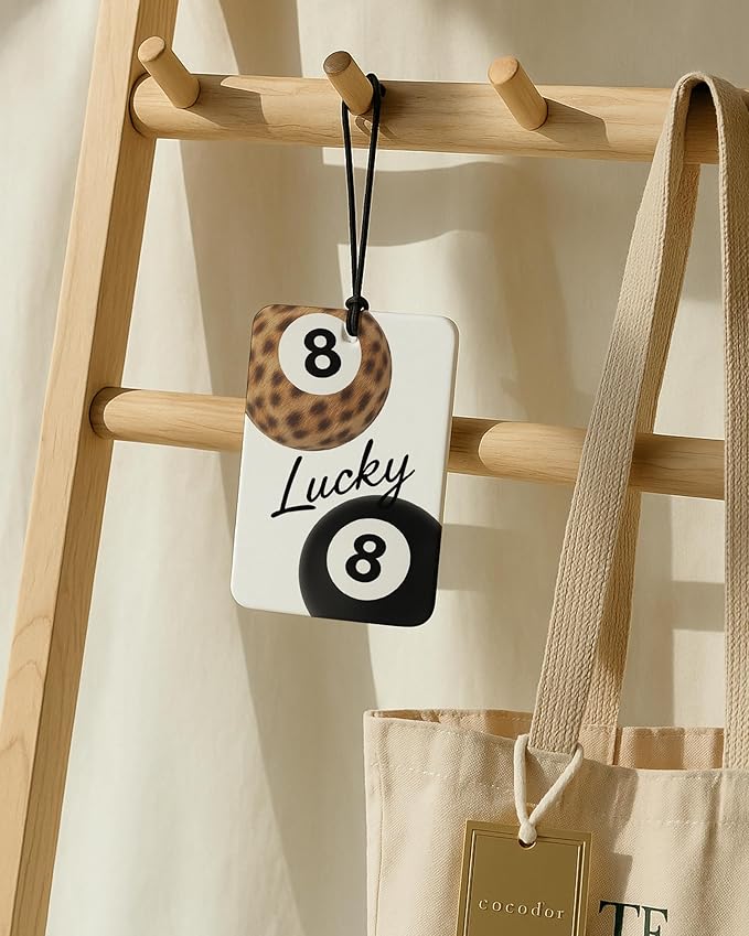 Preppy Retro Cheetah Print Car Air Freshener 4 Pcs, Leopard Print Lucky 8 Ball Dice Hanging Air Freshener for Home Bar Cars Closet Drawer Books, Girly Car Accessories Mirror Decor for Women