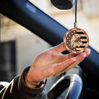 Handmade Wood Car Air Freshener — American Flag Design - Unscented Hanging Diffuser — Refillable Essential Oil Diffuser for Car — Add Your Own Fragrance Oils — Car Accessory Gift