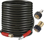 RIDGE WASHER Pressure Washer Hose 50 Feet X 3/8 Inch for Hot and Cold Water, 2-Wire Steel Braid Hose (R2), 3/8 Inch Quick Connect, 6000 PSI