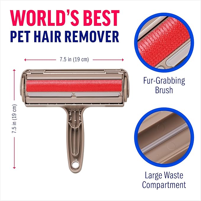 ChomChom Roller Pet Hair Remover – Original Size Reusable Lint Roller for Cat & Dog Hair on Furniture, Couch, Carpet, Car, Rugs & Bedding – Portable, Eco-Friendly (Dog)
