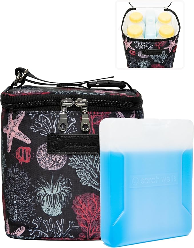 Cold Gold Breastmilk Cooler Bag with Safety Tested Ice Pack - Insulated Milk Storage for Work, Travel & Daycare - Fits Bottles & Parts - Durable, Washable, Safety-Tested Cooler for Moms (Ocean)