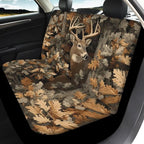 KEIAHUAN Car Seat Covers for Front and Rear Seat Full Set of 4 Pcs Camo Deer Hunting Design Front Saddle Blanket Rear Split Bench Protection Cover Automotive Interior Accessories