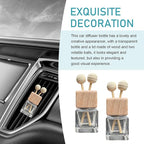 2PCS Car Diffuser Air Freshener Bottle, Auto Air Freshener Vent Clip, Refillable Empty Glass Perfume Bottle Outlet Clips, with Wooden Cap and Stick, Car Conditioning Vent Decoration