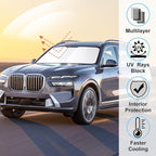 Windshield Sun Shade Custom Fit for 2021 2022 2023 2024 2025 2026 BMW X7 3.0L xDrive40i Accessories Foldable Sunshade Sun Blocker Protect Car from Sun Rays & Heat Damage Keep Car Cooler