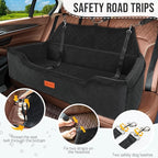 Large Dog Car Seat Under 100 lbs, Washable Dog Car Bed for 2 Medium Dogs, Detachable Pet Booster Seat with Storage Pocket and Seat Belt for Back Seat Dog Travel Bed