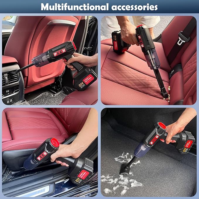 Handheld Vacuum for Home, Cordless Portable Vacuum Cleaner, Rechargeable with 60 Mins Max Runtime, High Power Vacuum for Car, Office, Pet Hair, Gap Cleaning (Black)