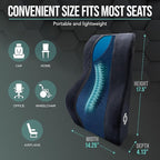 Samsonite Memory Foam Lumbar Support Pillow, Ergonomic Back Cushion for Office Chair, Gaming Chair, Auto Back Support with Cooling Gel, Home Essentials for Sitting Comfort, Posture Relief, Black Mesh