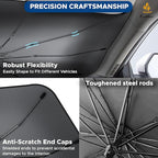 EcoNour Car Windshield Sun Shade | Foldable Car Umbrella Sun Shade | Windshield Cover Sunshade Blocks UV Rays | Sun Visor Protector | Automotive Interior Sun Protection Accessories (Medium 53" x 30")