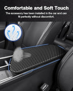 Autorder Center Console Cover for Kia EV6 2022-2025 2026 Accessories Carbon Fiber Armrest Cover Anti-Scratch Middle Console Pad Leather Armrest Protector
