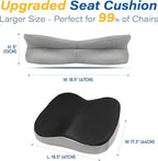 Car Seat Cushion, Ergonomic Memory Foam Car Cushion for Sciatica Pain Relief, Larger Driving Seat Pillow for Short Drivers on Long Drives - Butt Pillow for Truck, Office, Wheelchair - Large Black