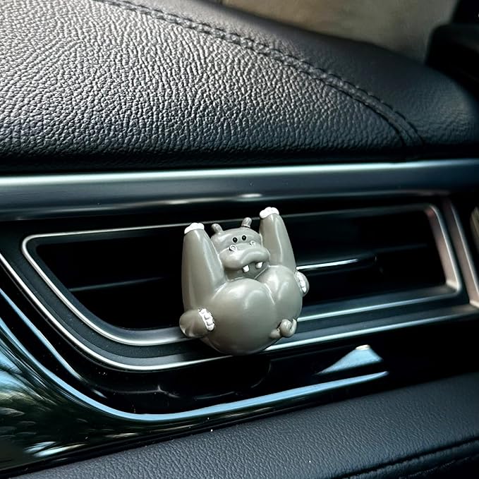 Funny Peeking Hippo Peekaboo Car Air Freshener Car Vent Decoration with Natural Scent Tablet and Refill, Car Aromatherapy and Interior Decoration