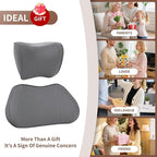 Lumbar Support Pillow for Car, Premium Leather Memory Foam Lumbar Cushion for Lower Back Pain Relief, Universal Back Support for Driving, Home & Office Chairs, Gray, 1 Pack