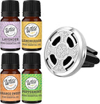 Wild Essentials Celtic Cross Essential Oil Car Vent Diffuser Kit with Lavender, Lemongrass, Peppermint, Orange Oils, Stainless Steel Pendant, 8 Refill Pads, Customizable Color Changing Air Freshener